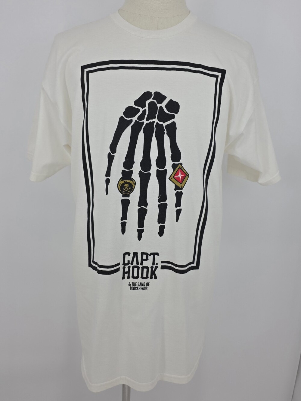 Disney x Neff Captain Hook Skeleton Hand Graphic T-Shirt White Men's Large